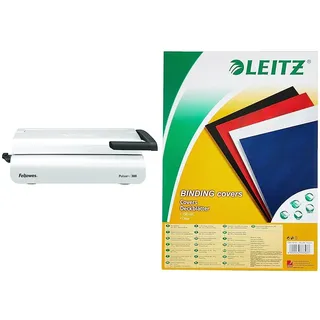 Fellowes Plastikbindegerät A4 Pulsar+ 300 für Büros & Leitz 73860003 Deckblatt Klarsichtfolie, A4, 100 Stück, glasklar