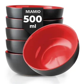MIAMIO - Müslischalen Set 6 x 600 ml - Obstschalen, Salatschüsseln, Suppenschalen groß, Schüssel Set - Le Papillon Kollektion