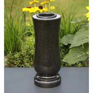 Vase Steinvase Grabvase Gartenvase Granitvase aus Granit Schwedisch Black schwarz