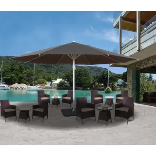 Sonnenschirm Meran II, Gastronomie Marktschirm, Ø 5m Polyester/Alu Mast weiß 28kg anthrazit mit Ständer - Schwarz