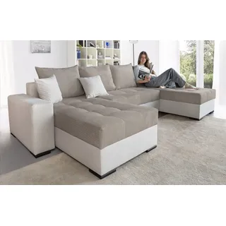 Collection AB Wohnlandschaft Cord 3-Sitzer Beige/Grau