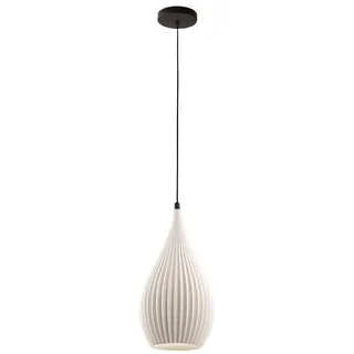 Lisa Pendelleuchte aus Metall & pflanzenbasiertem Kunststoff in Weiß, E27-Fassung, nachhaltiges Design, Schutzart IP20, 230V, elegante Optik. - Weiß