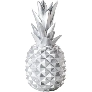 shelfmade Silberne Ananas Deko Wohnzimmer Tischdeko aus Kunstharz- Polyresin Deko Ananas Silber Silvester & Hochzeitsdeko Geschenk - Silber Deko Modern - Silberne Ananas Pokal