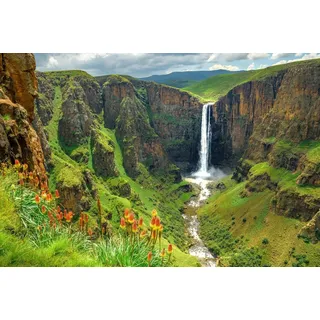 Papermoon Fototapete MALETSUNYANE-WASSERFALL LESOTHO AFRIKA FLUSS BERG bunt 3,50 m x 2,60 m
