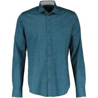 Langarmhemd LERROS "Modisches Poplinhemd für Herren mit Stretchanteil", Herren, Gr. S, Normalgrößen, blau (rich blau), 97% Baumwolle, 3% Elasthan, Hemden Langarmhemd