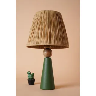 Opviq, Hochwertige Tischlampe, Keramikkörper, 24 cm Breite x 46 cm Höhe, E27 Fassung max. 40 W, Grüntöne & Braun, Boho-Rustikal, Perfekt für stilvolle Wohnräume. - Grün, Braun