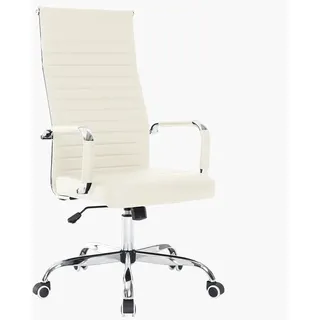 BAKAJI Bürostuhl ergonomischer Schreibtischstuhl mit Armlehnen, Chefsessel Computerstuhl hoher Rückenlehne, Arbeitsstuhl mit Wippfunktion bis 136 kg Belastbar beige