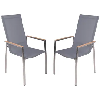 Garden Pleasure Pavia Stapelstuhl 103 x 61 x 56 cm grau/schwarz 2 St.