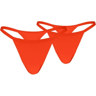 String PUMA "PUMA WOMEN MICROFIBER TANGA STRINGS", Damen, Gr. XL, flame rot, Single Jersey, Obermaterial: 70% Polyamid, 30% Elasthan, körpernah, Unterhosen String, mit elastischem Bund, Logodruck hinten, Mid-Rise Design