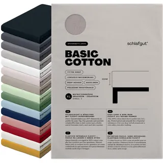 schlafgut Basic Cotton Spannbettlaken 180x200 cm 100% Baumwolle, Sand Mid