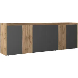 OTTO home Sideboard ALTEA 220 x 75 x 40 cm Eiche Wotan / Anthrazit matt