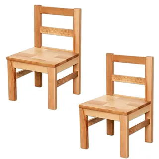 Bubema Kindersitzgruppe – aus Massivholz, als Stuhl, Tisch oder als Set, natur geölt oder weiß lackiert - Natur geölt/Zwei Stühle
