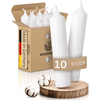 Kerzenfeld® Kurze Stabkerzen Weiß, 2-fach getaucht, 10cm x 2,2cm | Made in Germany, Bunte Kleine Kerzen - Ohne Tropfen & Rußen - RAL-Zertifizierte Tafelkerzen, Tischdeko für Zuhause oder Event