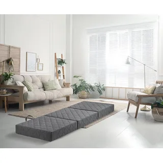 Traumnacht Gästematratze de Luxe mit hochwertiger Viscoauflage ohne Husse, 75 x 195 x 14 cm, hellgrau, produziert nach deutschem Qualitätsstandard