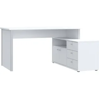 Forte Eckschreibtisch Tempra Weiß