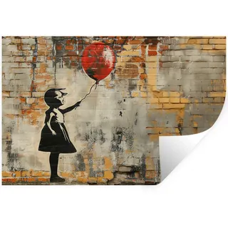 MuchoWow Wandtattoo Graffiti - Banksy - Mädchen - Straßenkunst 120x80 cm , Kunststoff , 120x80x0.1 cm , Tapeten & Wandverkleidungen, Wandtattoos & Sticker