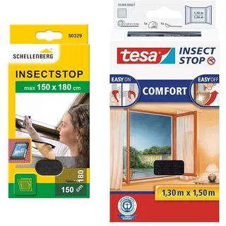 Schellenberg 50329 Fliegengitter für Dachfenster mit Reißverschluss & tesa Insect Stop COMFORT Fliegengitter für Fenster