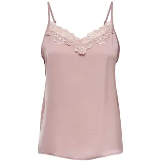 JDY Damen Tank Top Oberteil Spitzen JDYAPPA Basic Lace Shirt Ärmellos Spaghetti Träger Sommershirt, Farben:Rosa, Größe:38