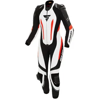 SHIMA Miura RS Damen 1-Teiler Motorrad Lederkombi, schwarz/weiß/rot, 42 - Schwarz, Weiß
