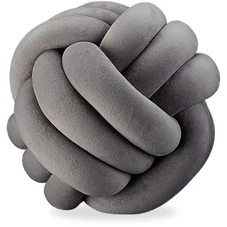 Relaxdays Knotenkissen Ø 25 cm Dunkelgrau