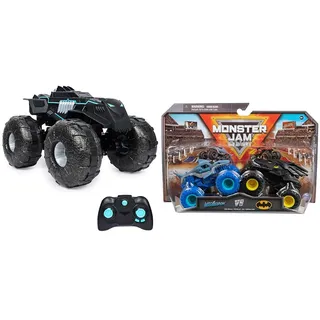 DC Batman All-Terrain Batmobile, ferngesteuertes Amphibienfahrzeug & Monster Jam - Original Zweier-Pack mit dem Batmobil vs. Megalodon - authentischen Monster Trucks im Maßstab 1:64