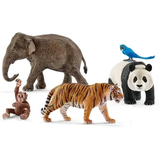 Schleich WILD Life | Dschungel Tiere Set 77588 mit Elefant, Panda, Tiger, Papagei und Baby AFFE | tolles Zoo Spielzeug | Spielfiguren für Kinder ab 3 Jahren | Set aus 5 Teilen | exklusiv bei Amazon