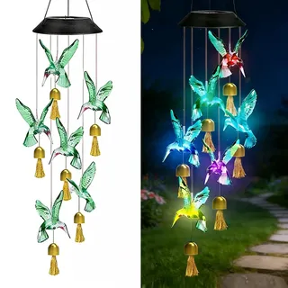 2 Stück Solar Windspiel Für Draussen, Solar Windspiele Für Draussen, Windspiel Solar, Solar Windspiel Garten, Kolibris Windspiele Für Draussen, Led Farbwechsel, Windspiele Wasserdicht
