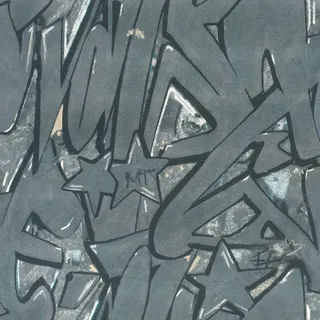 Rasch Tapete 202021 - Papiertapete mit Graffiti-Muster in Grau - 10,05m x 0,53m (LxB)