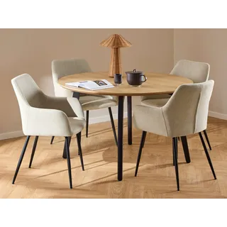 Actona GROUP »Essgruppe, Speisetisch mit Wohnzimmerstühlen« Set, 1x Tisch + 4x Stühle, 5 Stk. tlg., schwarz