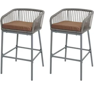 MCW Barhocker O22 2er-Set Hellgrau Kissen Taupe
