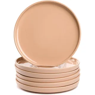 LEONARDO HOME Speiseteller ROMA 6er Set • Ø 22 cm • Mikrowellen- & Spülmaschinengeeignet • stapelbar • Keramik Geschirr für 6 Personen • Steingut-Teller mit glasierter Oberfläche • apricot • 027263