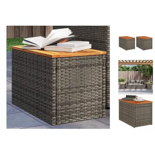 vidaXL Garten-Beistelltische 2 Stk. Grau 55x34x37cm Poly Rattan Holz