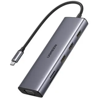 UGREEN 9-in-1 USB-C Multifunction Adapter HDMI/VGA 0,5 m Grau/Transparent