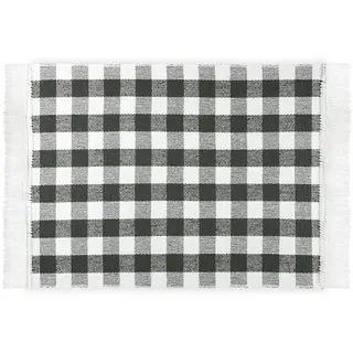 Küchenläufer Anthrazit Kariert 50 x 75 cm aus 100% Baumwolle • Küchenläufer waschbar und robust • Teppich für Küche, Flur, Wohnzimmer - Indoor und Outdoor