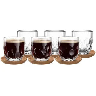LEONARDO Latte-Macchiato-Glas »Kaffeegläser mit Untersetzer Gocce 220 ml 6er Set transparent«, farblos