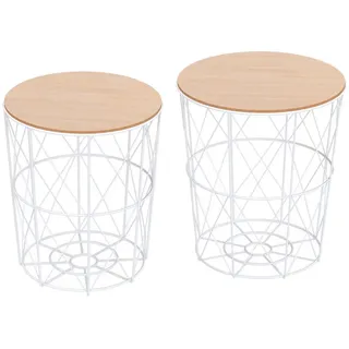 Homcom 2er-Set Couchtisch mit abnehmbaren Deckel MDF Metall