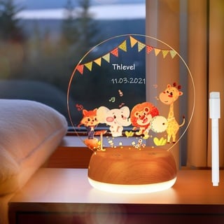 Thlevel Personalisiertes Nachtlicht Nachtlampe Lampe Nachttischlampe 3 Lichtmodi mit Acrylplatte für Kinder Geschenk Kinderzimmer Schlafzimmer Wohnzimmer