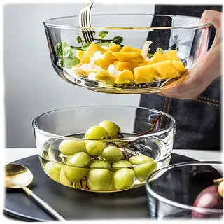 Ecentaur 2 Stück Glas Backschale Groß Salatschüssel für Backofen/Mikrowelle/Gefrierschrank Glas Servierschalen Suppentopf