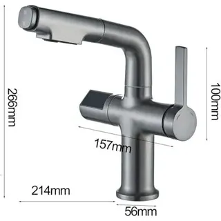 1 PCS Grey Smart Badezimmer Waschbecken Crane Messing Digitale Digitale Ausleitbare Sprühgerät Heiß- und Kaltmixer -Set -up -Montage (Farbe: Grau)