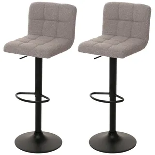 Mendler 2er-Set Barhocker HWC-G87, Tresenhocker Barstuhl, höhenverstellbar drehbar, Stoff Boucle (450g/m2) F