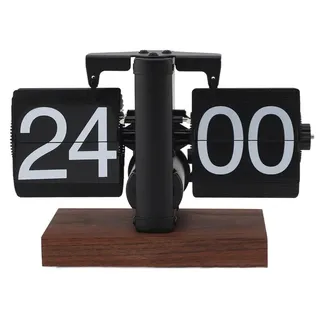 Vintage Flip Tischuhr - 24 Stunden Digital mit Anti-Rutsch-Basis - Schwarz