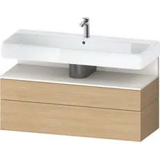 Duravit Qatego Waschtischunterbau, 1 Auszug und 1 Schublade, 1190x470x590mm, Nische Weiß Supermatt, QA4396084, Farbe: Eiche Natur/mit Nischenbeleuchtung