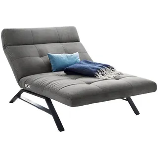 Kawola Liege Ameriva Grau Velvet , Grau, Schwarz , Textil , Füllung: Schaumstoff , 120x110x158 cm , Gartenmöbel, Gartenliegen, Relaxliegen