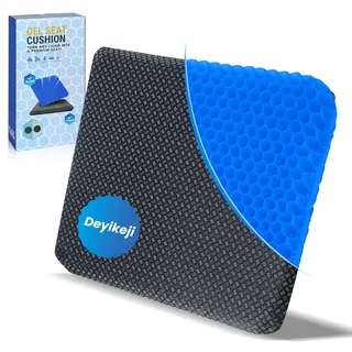 Deyikeji Großes,Doppellagiges,Verdicktes,Gel-Sitzkissen,Orthopädische Sitzkissen mit Rutschfestem Bezug,Kühl und Komfortabel, Geeignet für Bürostühle,Autos,Rollstühle und Gaming-Stühle