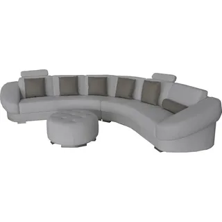 Rund U Form Sofa Couch Polster Eck Garnitur Leder Wohnlandschaft Couchen Big XXL - Weiß
