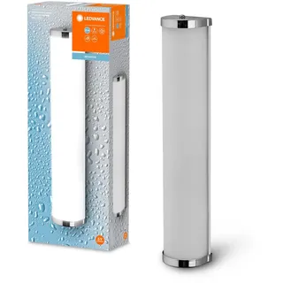 LEDVANCE Badezimmerleuchte für die Wand in Zylinderform mit 450mm Durchmesser, chromfarben, E14-Sockel (kein Leuchtmittel dabei), IP44-Schutz, klassisch-modisches Design