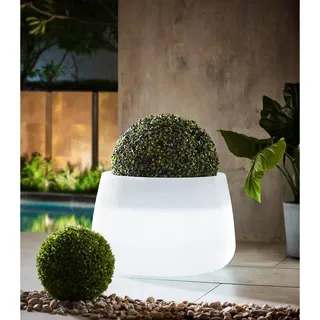 LED PFLANZGEFÄß Camelia 60 , Weiß , 59x39 cm , Lampen & Leuchten, Außenbeleuchtung, Außenleuchten