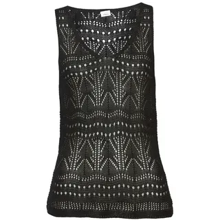 s.Oliver Stricktop mit semi-transparentem Ajourmuster, Strandtop mit Lochmuster, schwarz,