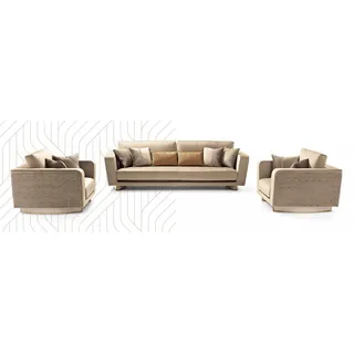 Sessel Design Couch Sofa Relax Stoff Lounge Luxus Fernseh Club Polster Sitzer - Beige