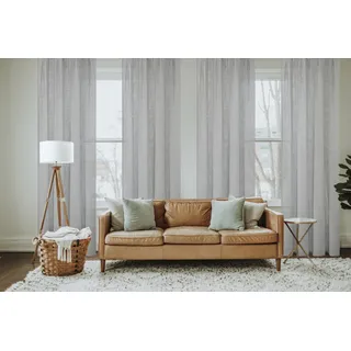 HOMEbasics Ösenvorhang , grau, , Textil , Uni , 140x245 cm , Heimtextilien, Vorhänge, Fertigvorhänge, Ösenvorhänge